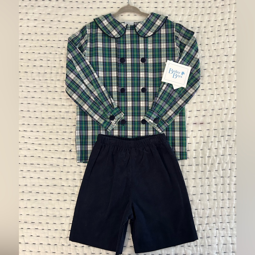 NWT Bailey Boys Plaid Dressy Short Set